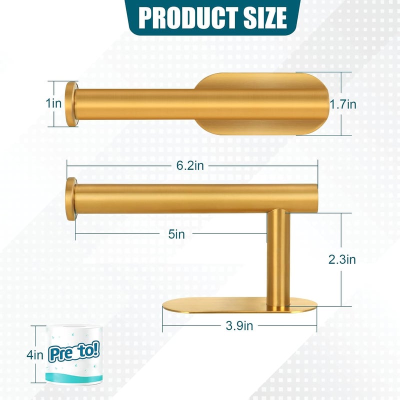 DGWHYC Gold Toilet Paper Holder, 304 Stainless Steel Toilet roll Paper Holder Rustproof for Bathroom, Kitchen and Washroom, 3M no driiling Wall Mount DG-TPA23 - Image 2